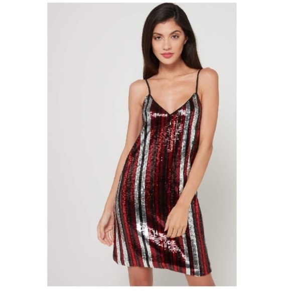 Bar III Sequin Striped Dress - Picture 3 of 9